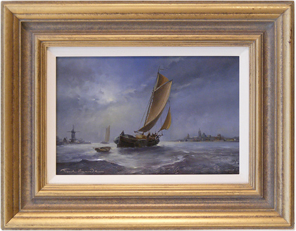 Paul Zander, Original oil painting on panel, Marine Scene