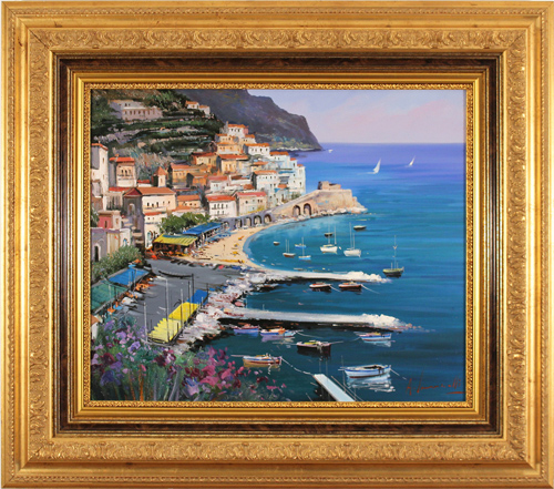 Antonio Ianicelli, Original oil painting on canvas, Amalfi, Italy