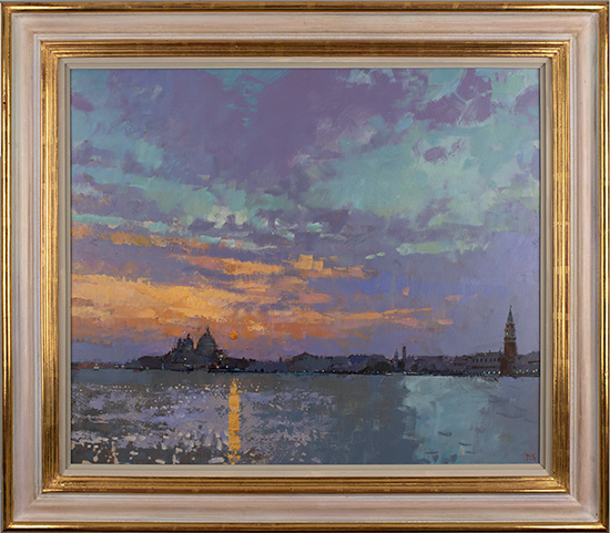 David Sawyer, RBA, Original oil painting on panel, Evening Light, City of Water, Venice