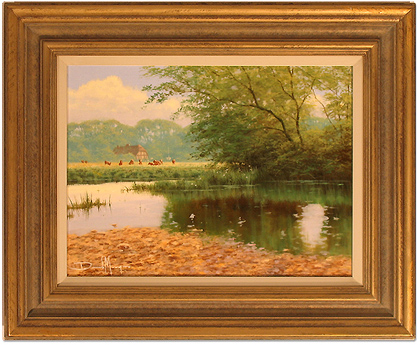 David Morgan, Original oil painting on canvas, Across the Lake