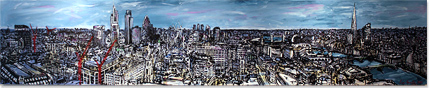 Ewen Macaulay, Original acrylic painting on canvas, London Panoramic