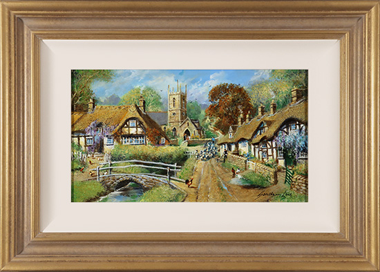 Gordon Lees, Original oil painting on panel, Chime of the Bells, The Cotswolds