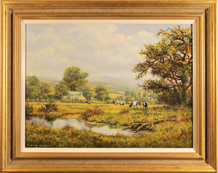 Gordon Lindsay, Original oil painting on canvas, Landscape with Cows
