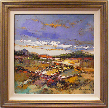 Jef Lenaers, Original oil painting on canvas, Abstracted Landscape