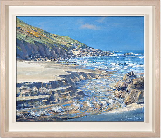 Julian Mason, Original oil painting on canvas, Spring Tides at Portheras, Cornwall
