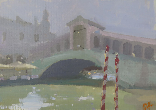 Michael John Ashcroft, ROI, Original oil painting on panel, Rialto Bridge
