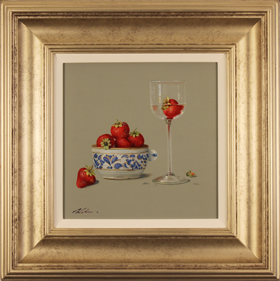 Paul Wilson, Original oil painting on panel, Strawberries