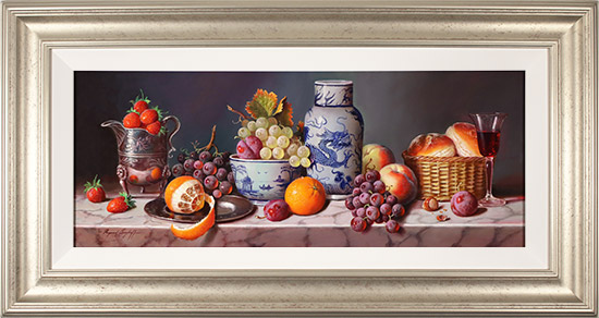 Raymond Campbell, Original oil painting on panel, Luscious Fruits, Ripe for Picking