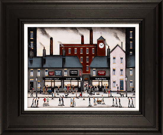 Sean Durkin, Original oil painting on panel, Flat Caps and Chimney Stacks