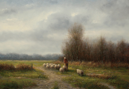 Simon Balyon, Original oil painting on panel, Going to the Meadow