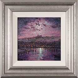 Andrew Grant Kurtis, Original oil painting on panel, Moonlight Sparkle Across Whitby