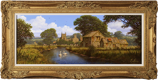 Edward Hersey, Original oil painting on canvas, Summer Serenity, Yorkshire Dales
