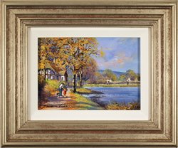 Gordon Lees, Original oil painting on panel, Autumn Lake